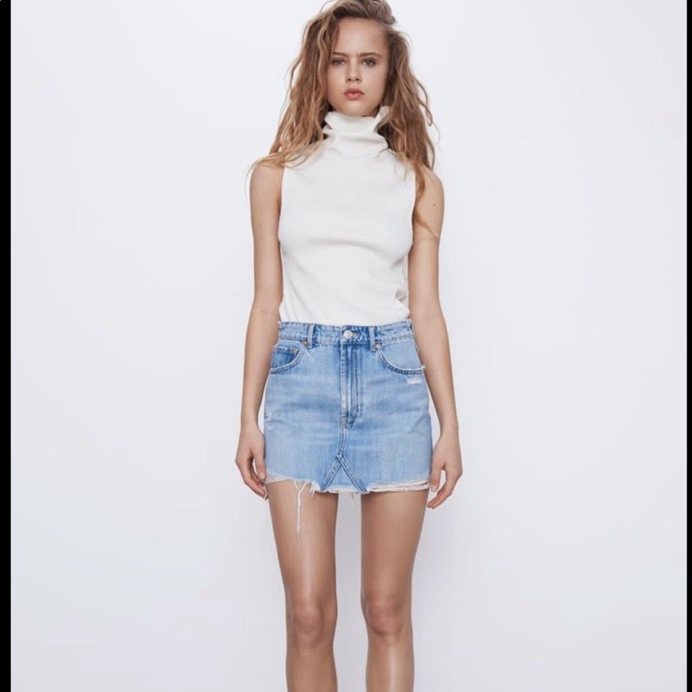 zara denim mini skirt